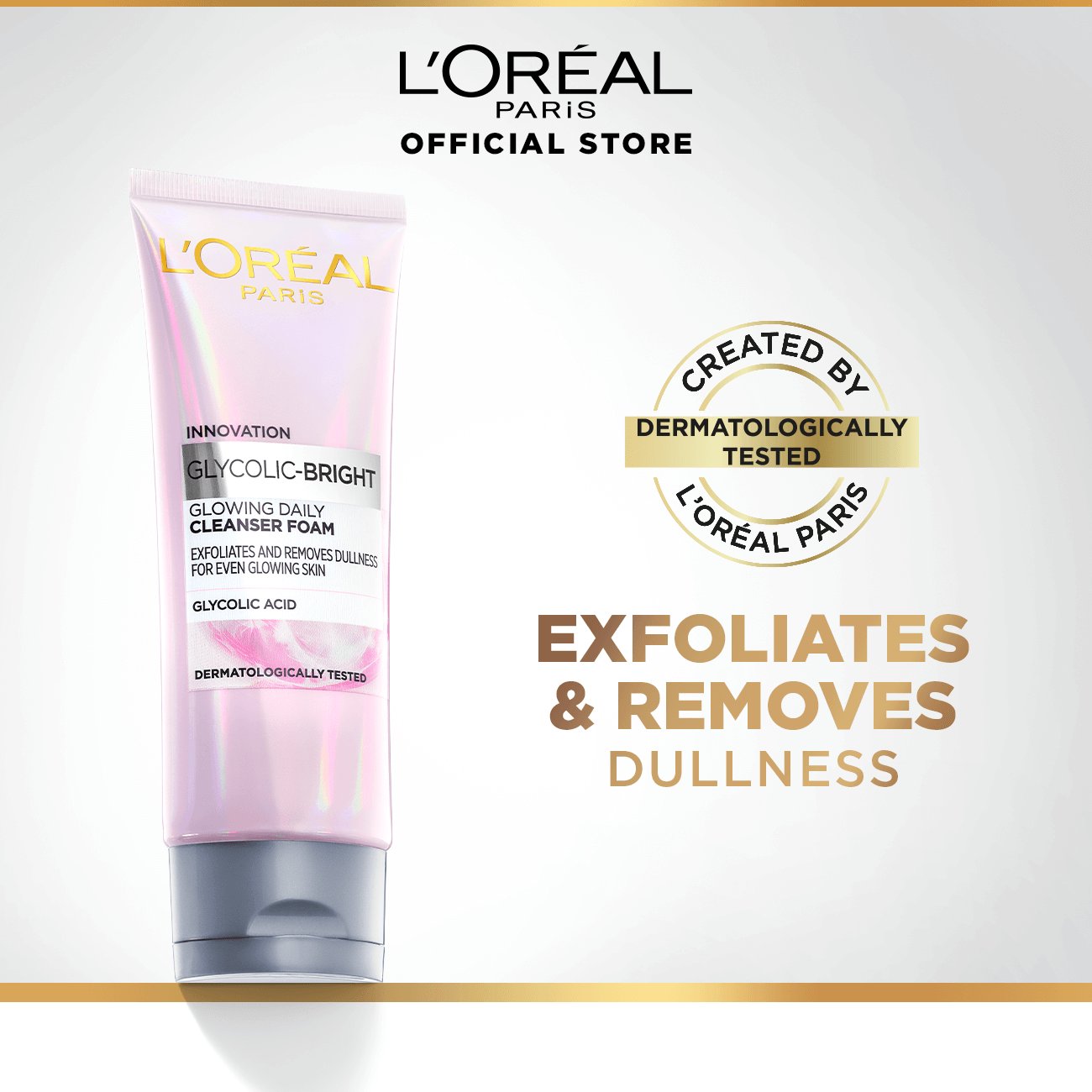 Loreal Paris Glycolic Glowing Daily Cleanser Foam 100ml Packshot 1