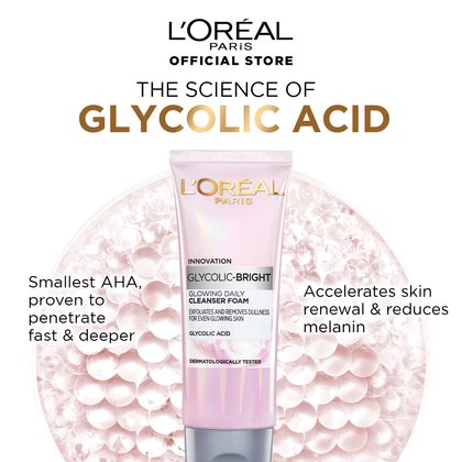 Loreal Paris Glycolic Glowing Daily Cleanser Foam 100ml Packshot 3