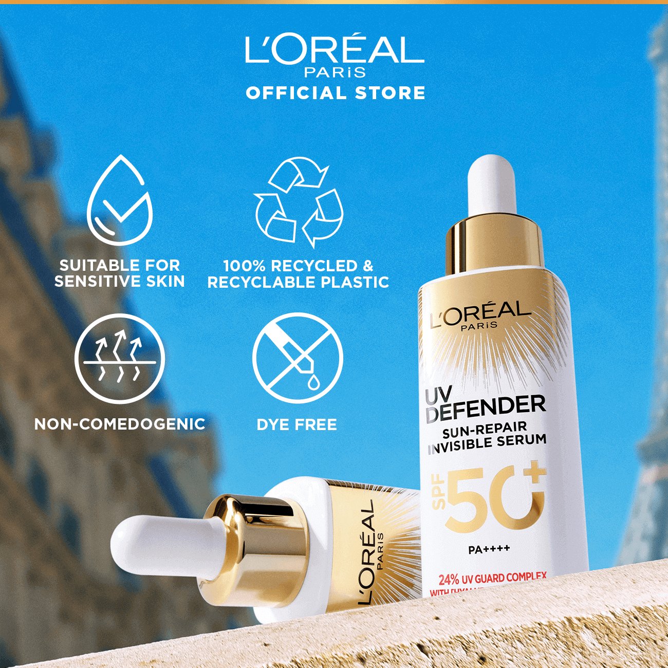 UV Defender Sun-Repair Invisible Serum SPF50+ PA++++ 30ml - L'Oreal Paris
