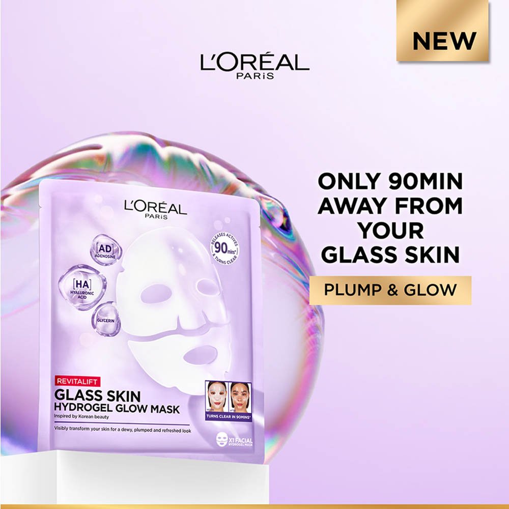 2 REVITALIFT GLASS SKIN HYDROGEL GLOW MASK 1PC